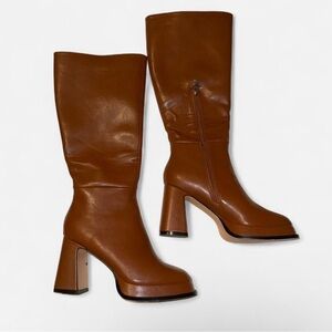 Chic Tan Leather Heeled Boots